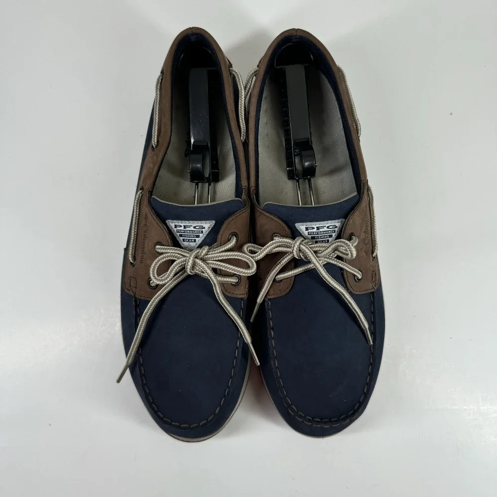 Columbia PFG Bonehead Vent Men's US 14 Navy Blue Leather Boat Shoes BM4438-464